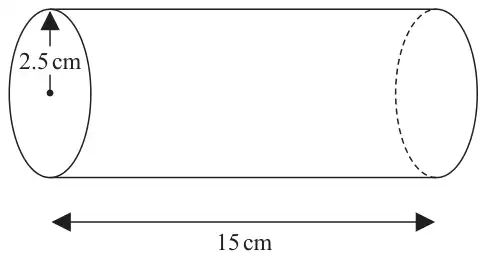 Solid cylinder of radius 2.5 cm and length 15 cm