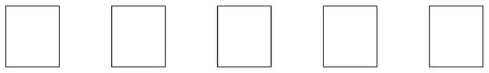 Five blank cards in a row