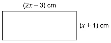 Rectangle with length (2x − 3) cm and width (x + 1) cm