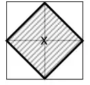 A small square tilted at 45° (a diamond) centred on the point, shaded
