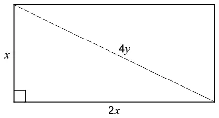 Rectangle with height x, width 2x and diagonal 4y