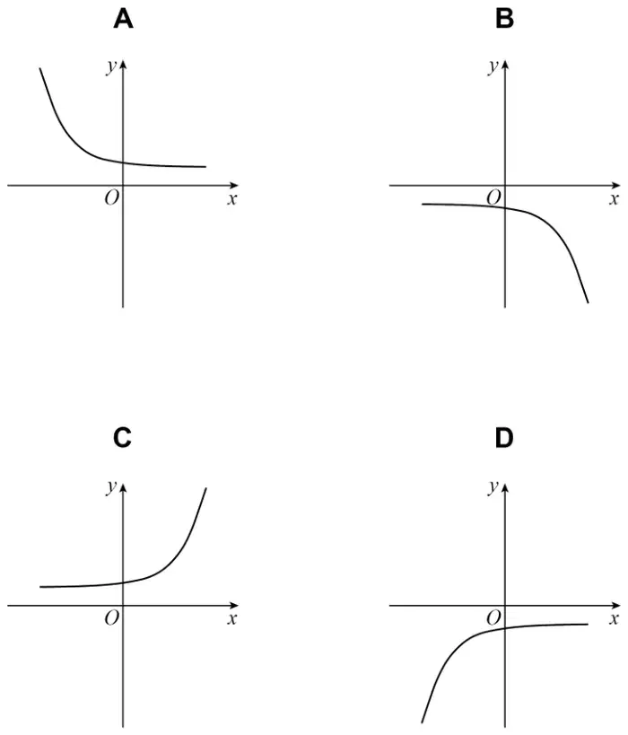Four sketch graphs labelled A, B, C and D