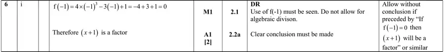 Mark scheme (i)