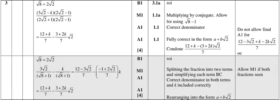 Mark scheme