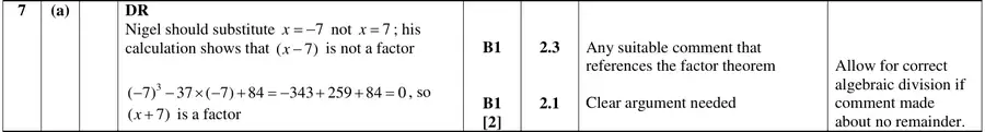 Mark scheme (a)