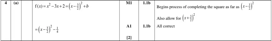 Mark scheme (a)