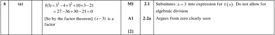 Mark scheme (a)