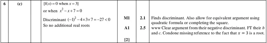 Mark scheme (c)