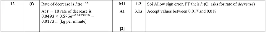 Mark scheme (f)
