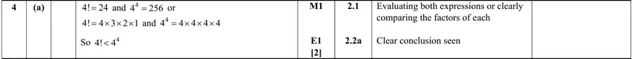 Mark scheme (a)