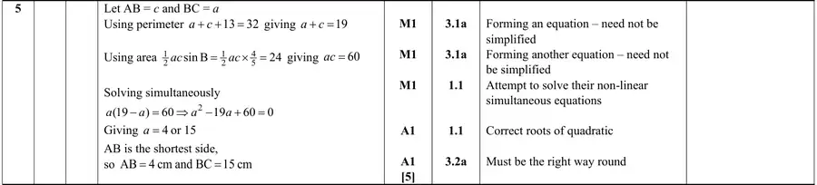 Mark scheme