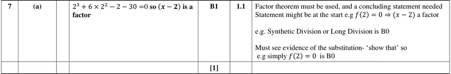 Mark scheme (a)