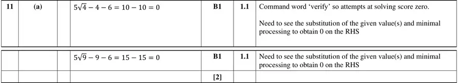 Mark scheme (a)