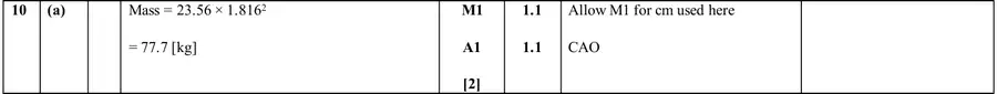Mark scheme (a)