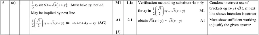 Mark scheme (a)
