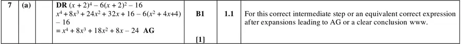 Mark scheme (a)