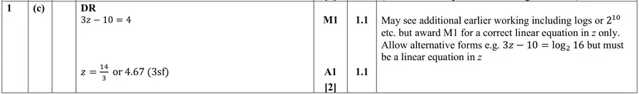 Mark scheme (c)