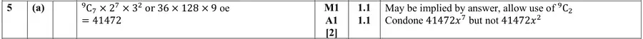 Mark scheme (a)