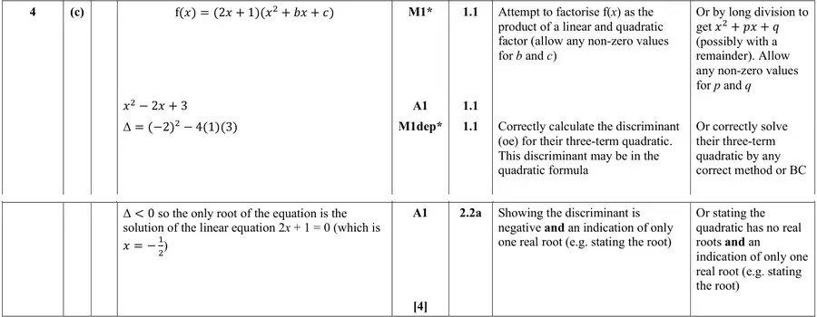 Mark scheme (c)