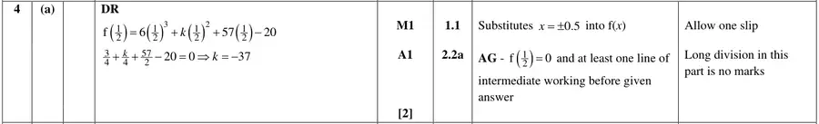 Mark scheme (a)