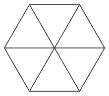 A regular hexagon made from 6 equilateral triangles