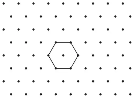 Isometric dotty grid with one small hexagon drawn