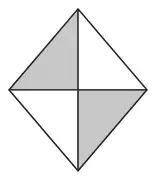 A square divided into 4 equal triangles by its diagonals, with 2 triangles shaded