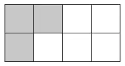A rectangle divided into 8 equal squares with 3 squares shaded