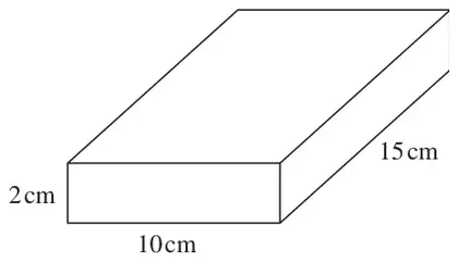 Cuboid 2 cm by 10 cm by 15 cm
