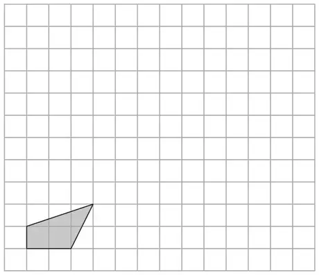 Grid with a small shaded quadrilateral near the bottom left