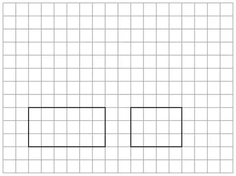 Grid showing two rectangles: the front elevation and the side elevation of the cuboid