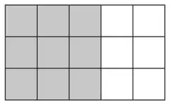 A 5 by 3 rectangle of 15 squares with 9 shaded