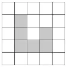 5 by 5 grid with five shaded squares