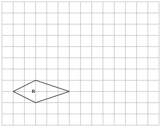 Square grid showing a kite-shaped quadrilateral R