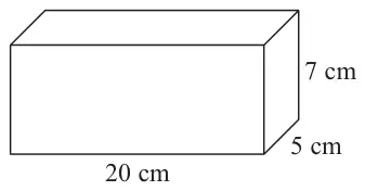 Cuboid 20 cm by 5 cm by 7 cm