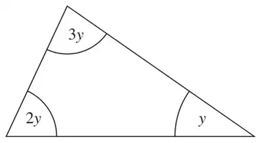 Triangle with angles 3y, 2y and y