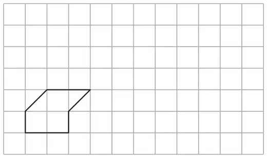 Grid with one copy of a quadrilateral shape drawn on it