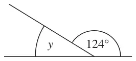 A straight line with another line meeting it; the two angles on the line are y and 124 degrees