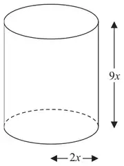 Cylinder with base radius 2x and height 9x