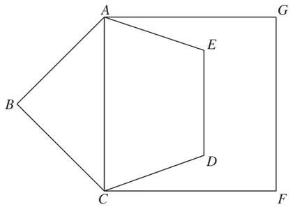 Regular pentagon ABCDE and square ACFG sharing side AC