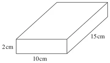 Cuboid 2 cm by 10 cm by 15 cm