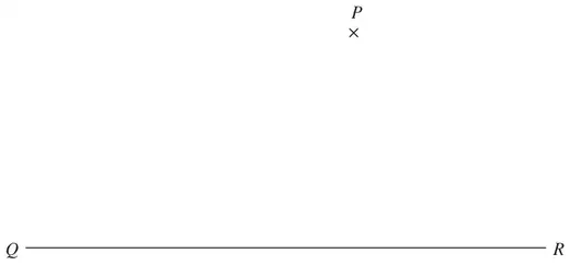 Point P marked with a cross above the line QR