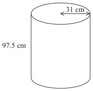 Cylinder with radius 31 cm and height 97.5 cm