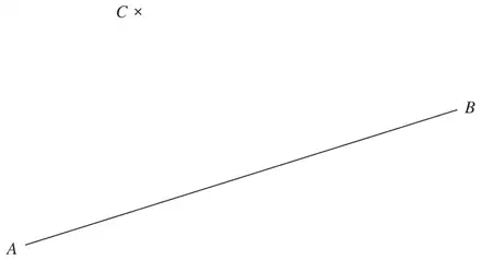 Line segment AB with point C marked above it