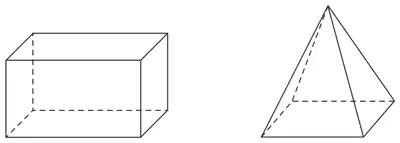 Two 3-D shapes: (i) a cuboid, (ii) a square-based pyramid