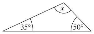 Triangle with angles 35 degrees, 50 degrees and x