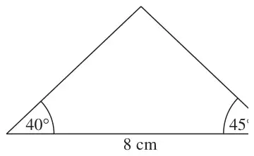 Triangle with base 8 cm and base angles 40 degrees and 45 degrees