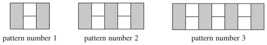 Pattern numbers 1, 2 and 3 made with white squares and grey rectangles