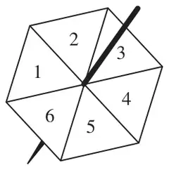 Six-sided spinner numbered 1 to 6