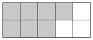 Rectangle of 10 squares with 7 shaded